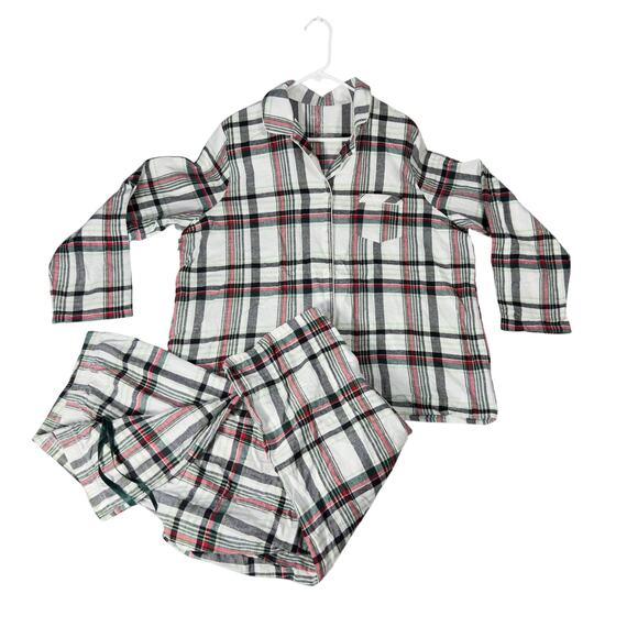 Croft & Barrow 2 pc Flannel Pajamas Woman XXL Button Top Drawstring Elas Waist - Picture 1 of 15